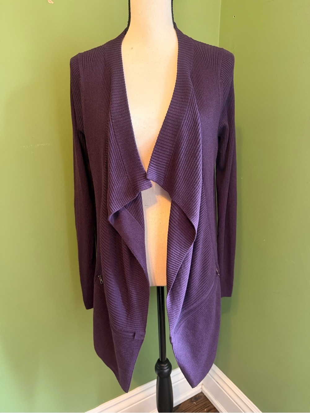 Lululemon Women's Resolution Wrap Cardigan Size 6 Waterfall Purple Ribbed Yoga